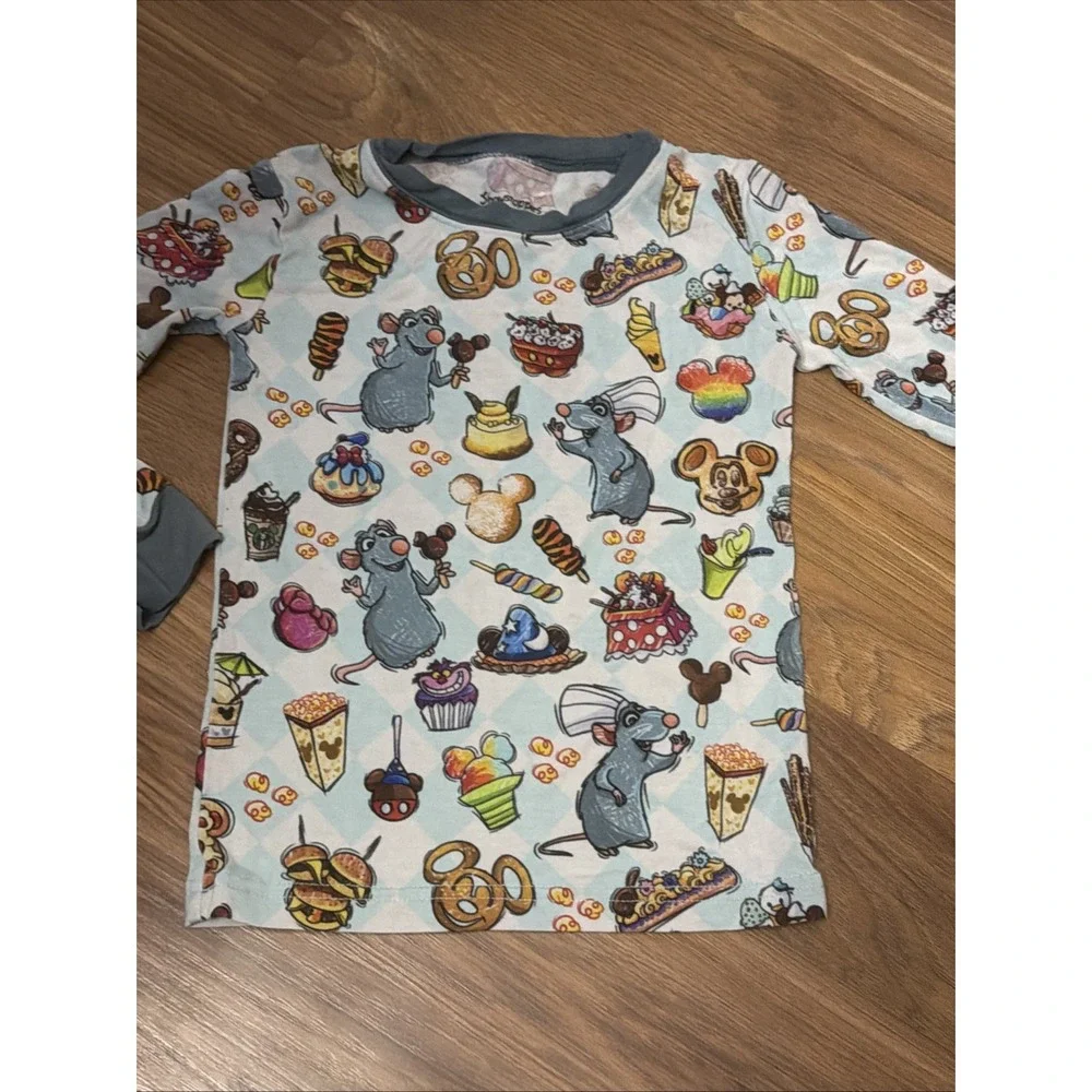Showstoppers Disney Ratatouille Mickey Snacks Pajamas Sz 3T Boys Girls Bamboo